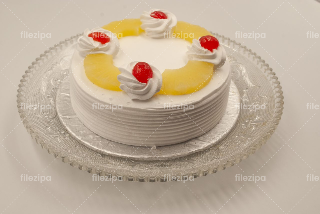 White Cake in a Plate, Top View preview